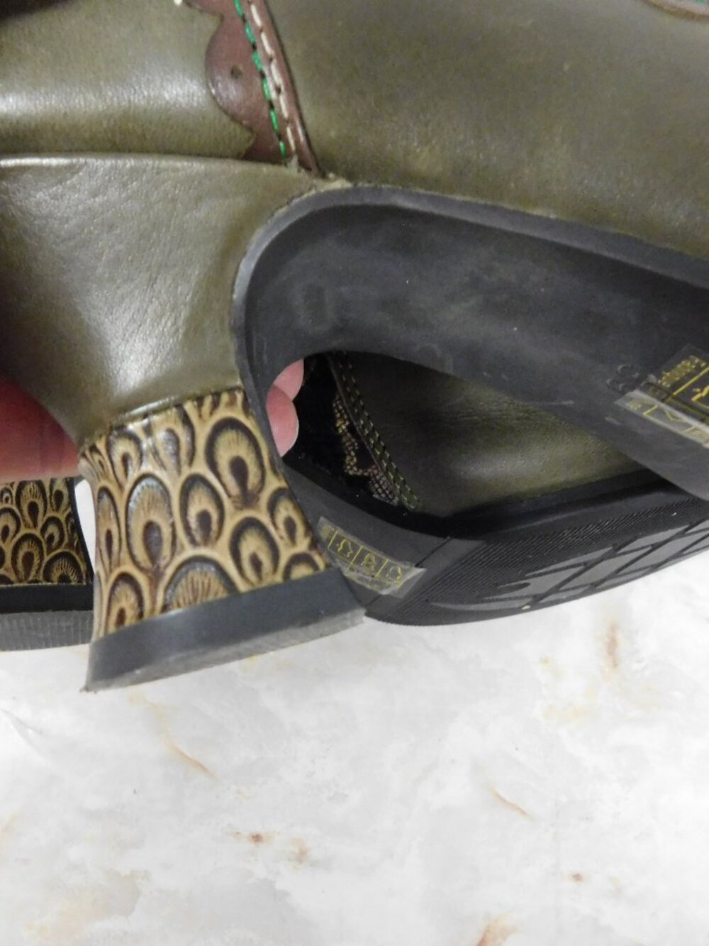 L' Artiste Spring Step BEWITCH Brown Carpet Leather sz 39Tapestry Ankle Boots - Picture 11 of 11